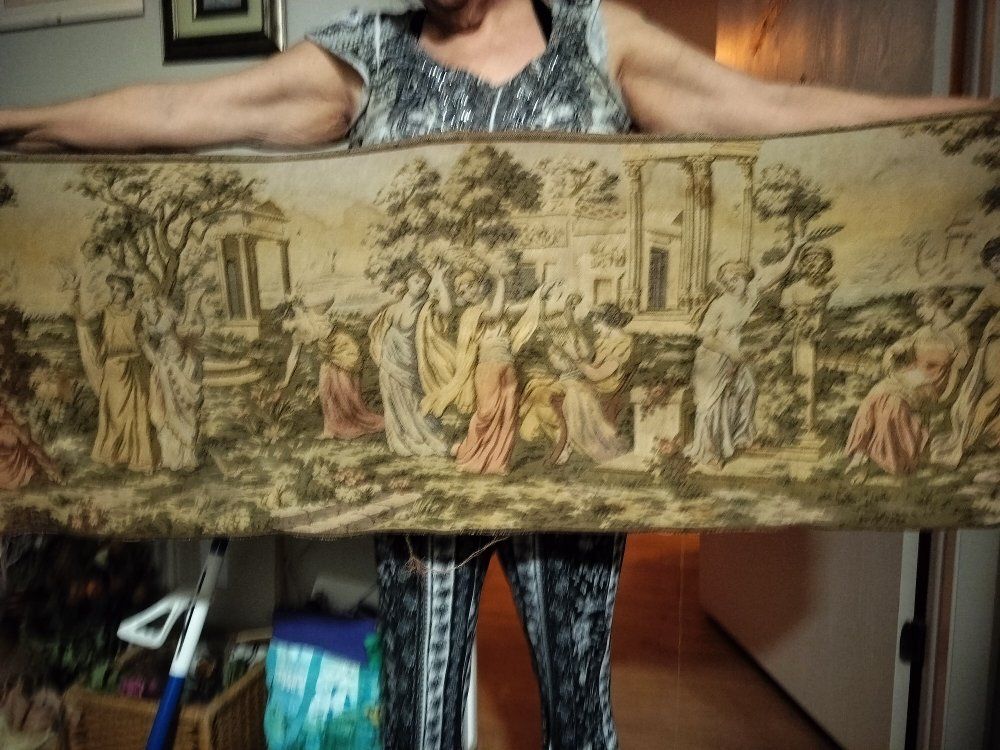 Antique Woven Wall Tapestry – Vintage Decor / Textile Art