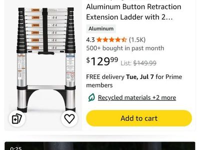 New in box Soctone 12.5 FT Aluminum Telescoping Ladder ZL011101 Button Retraction Extension Ladder