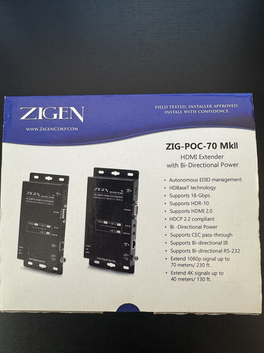 Zigen ZIG-POC-70 MkII HDMI Extender Kit - 4K60 4:4:4 HDR 18Gbps HDBaseT
