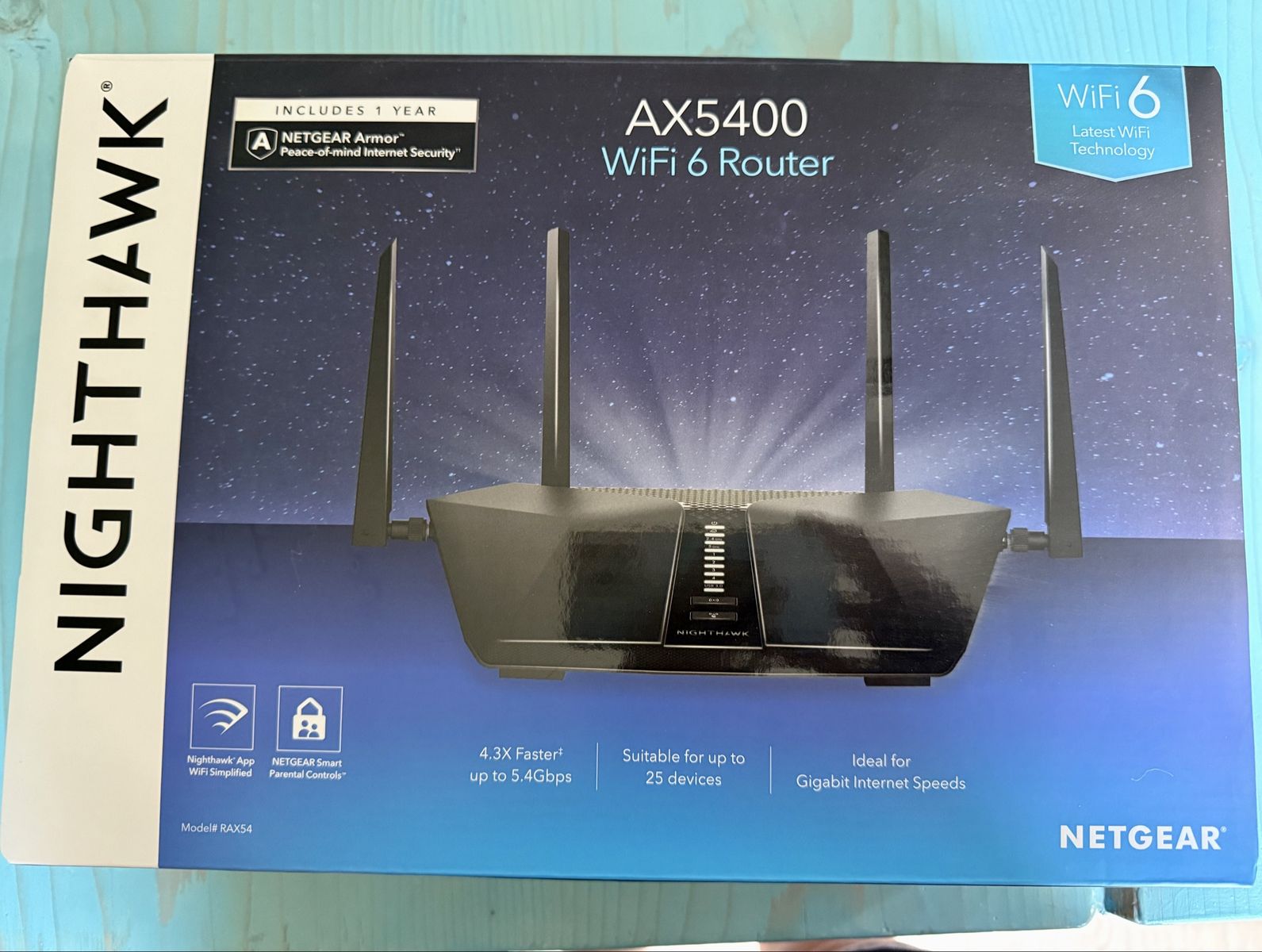 NETGEAR Nighthawk AX5400 WiFi 6 Router (RAX54) -, Gigabit Speeds