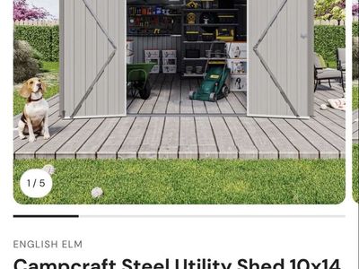 Campcraft 10x14 Ft Steel Utility Shed with Lockable Double Doors, Vents & Sloped Roof