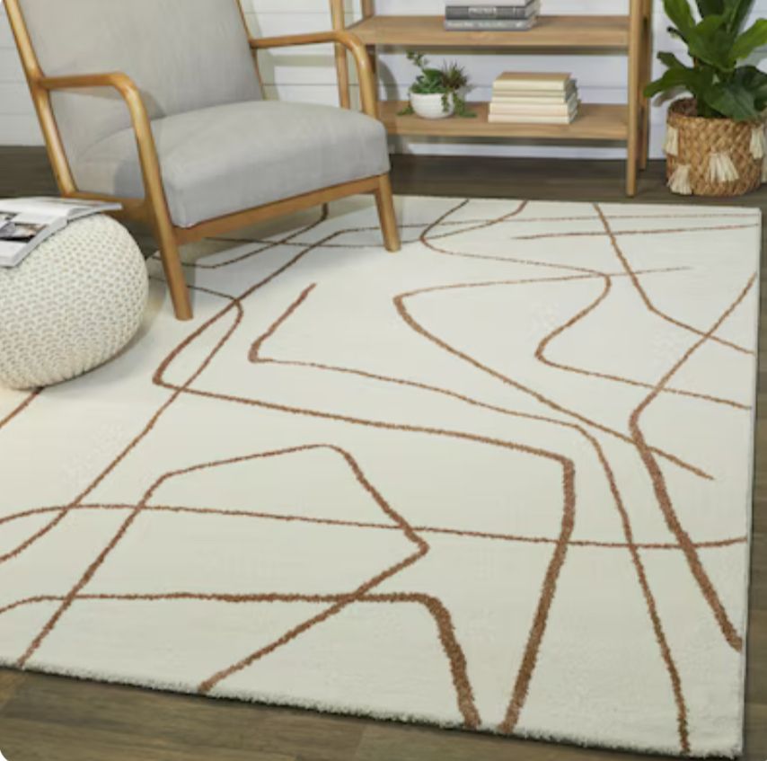 New 8x10 Cream Brown Modern Rug