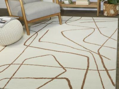 New 8x10 Cream Brown Modern Rug