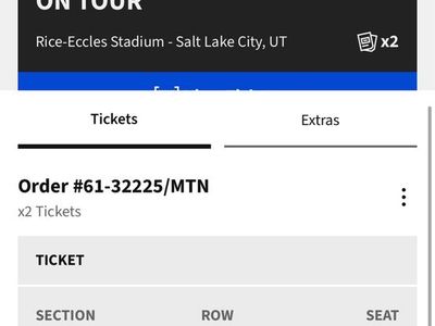 2 Zach Bryan Tickets - Salt Lake City, UT - Aug 7, 2026 - Rice-Eccles Stadium - Section W09