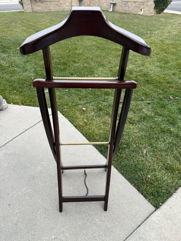 Bombay folding Suit-valet stand with brass accents