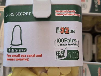 EARS SECRET Soft & Comfortable Foam Earplugs - 100 Pairs, 32dB Noise Reduction, Hearing Protection, Shape: Little Star