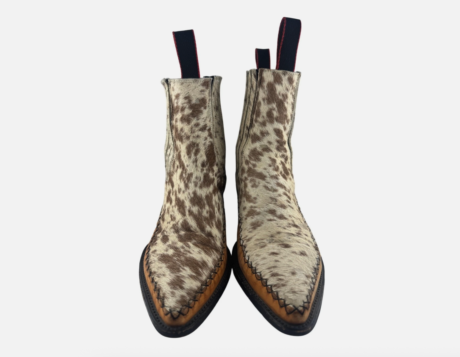 Rio Lata Cowhide Hair On Hide Western Ankle Boots Pointed Toe Made Mexico