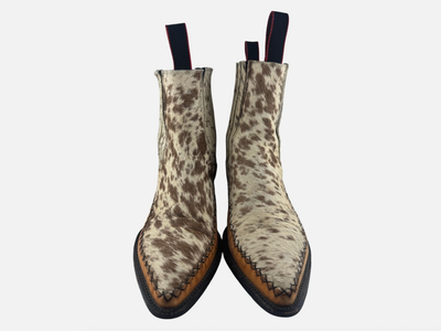 Rio Lata Cowhide Hair On Hide Western Ankle Boots Pointed Toe Made Mexico