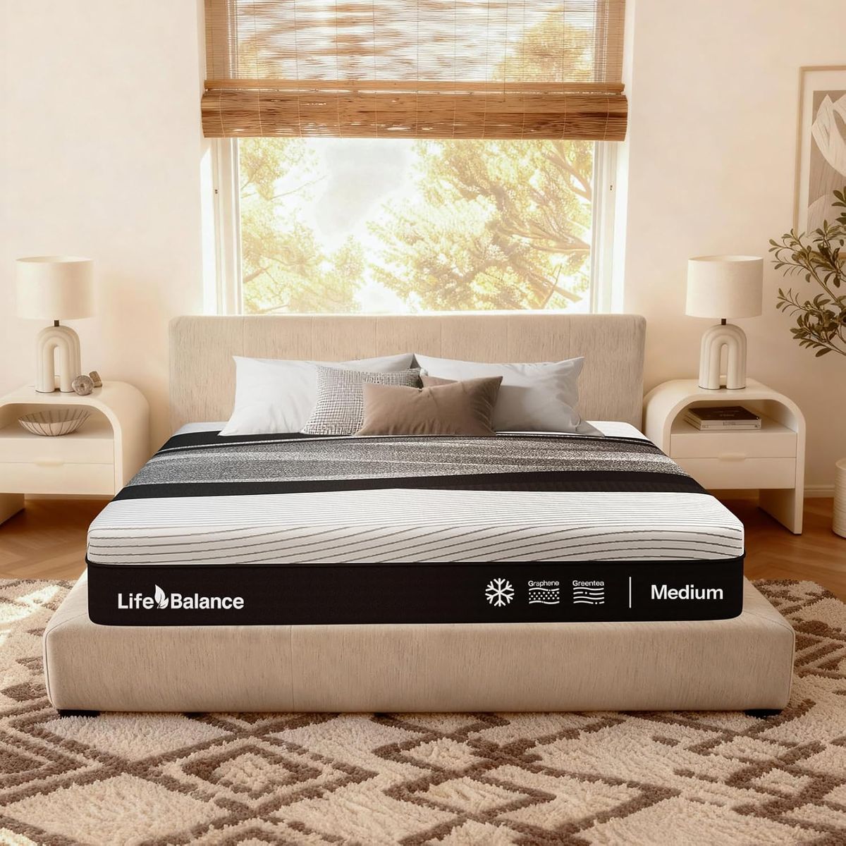 NEW 12 Inch Queen Mattress,Made in USA, Cooling Top Layer,Graphene & Green Tea Gel Cooling Memory Foam, Fiberglass Free