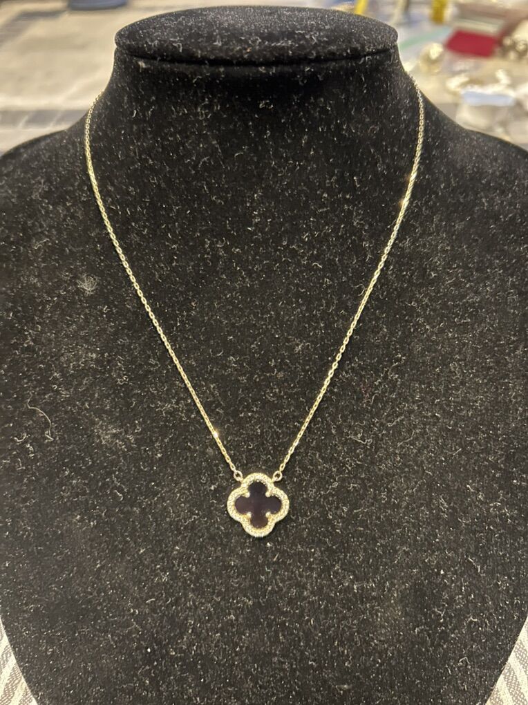 Van Cleef Clover Style Sterling Silver Necklace