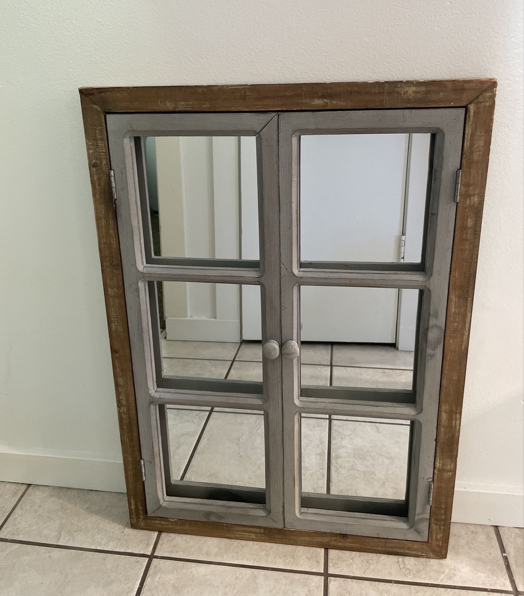 Windowpane Wood Mirror and Canvas Word Wall Art