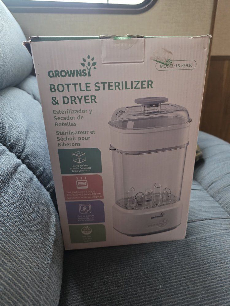Grownsy LS-BE916 Compact Baby Bottle Sterilizer & Dryer - Fast Sterilization, BPA Free