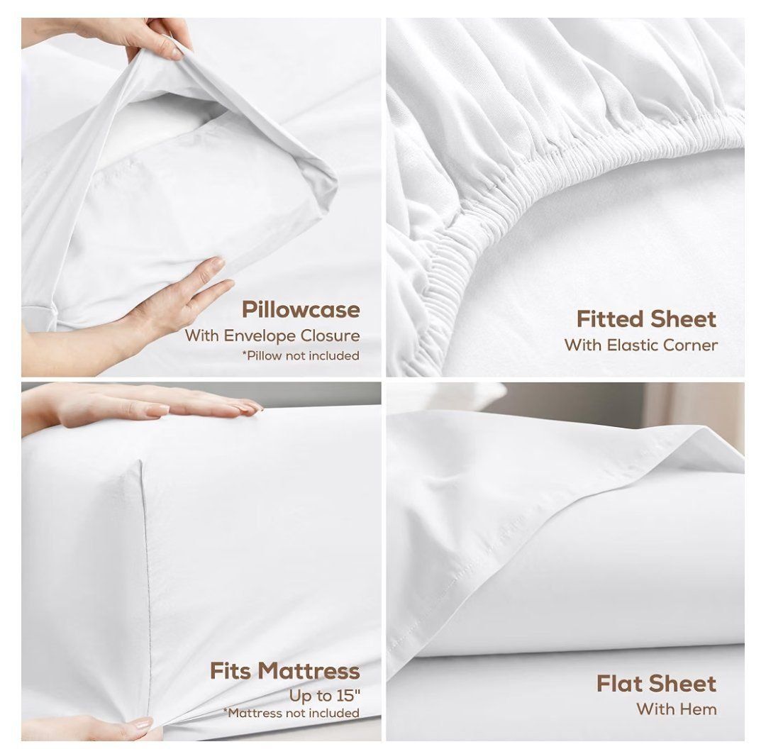 Utopia Bedding California King White Brushed Microfiber 3-Piece Sheet Set. never opened