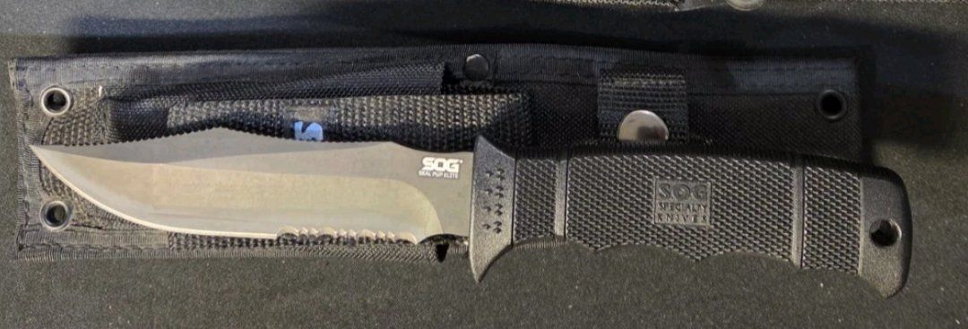 SOG SEAL Pup Elite Fixed Blade Knife Partially Serrated with Nylon Sheath