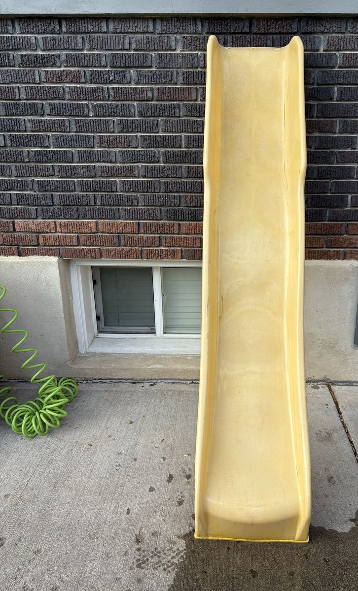 Yellow Plastic Playground Slide - Sturdy Outdoor Kids Fun— 7 Foot