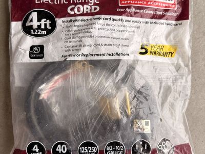 Certified Appliance Accessories 4ft 4-Wire 40 Amp 125/250V Electric Range Cord 8/2+10/2 Gauge