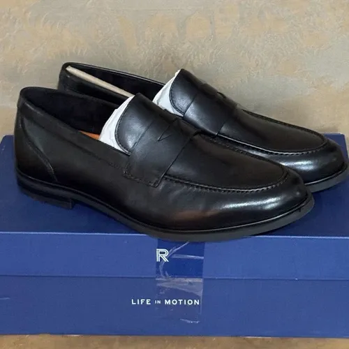 Rockport Soren Black Leather Loafers Men’s 14M Dress Shoes TruTECH Comfort