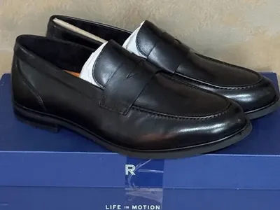 Rockport Soren Black Leather Loafers Men’s 14M Dress Shoes TruTECH Comfort