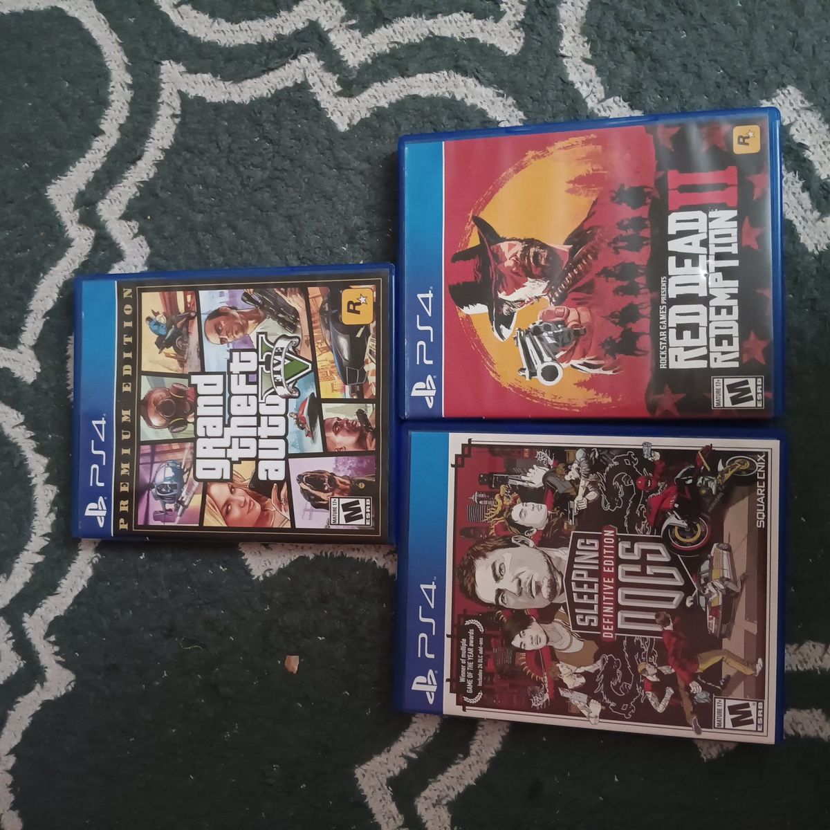 Red Dead Redemption 2, GTA V Premium, Sleeping Dogs Definitive Edition PS4 Games Lot