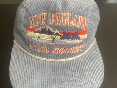 New England Pond Hockey Corduroy Snapback Hat Cap - Blue, One Size, Embroidered Logo