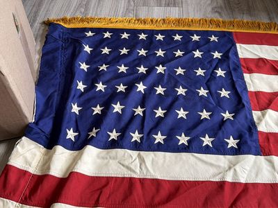 Vintage rare 48 star American Flag with Fringed Border - Classic Americana Decor