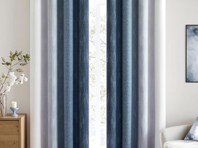 MIULEE Ombre 100% Blackout Curtains, Navy Blue and Greyish White Full Room Darkening Thermal Insulated 96 Inches Long Drapes