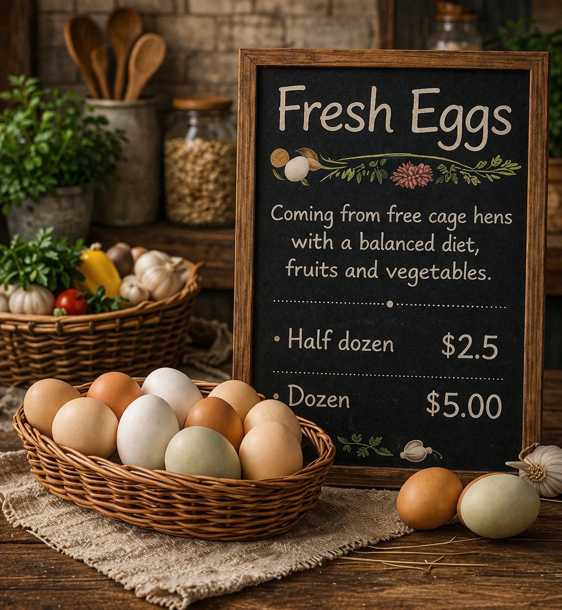 Fresh Cage-Free Farm Eggs - Half Dozen or Dozen - Balanced Diet Hens