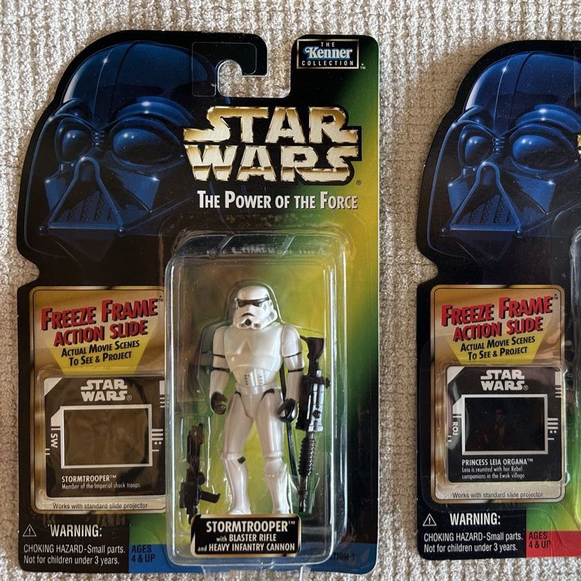 90’s Star Wars Kenner The Power of the Force Freeze Frame Action Slide Stormtrooper Green Card