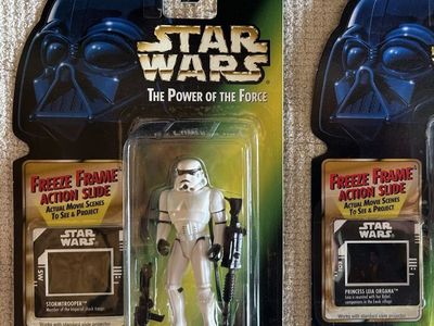 90’s Star Wars Kenner The Power of the Force Freeze Frame Action Slide Stormtrooper Green Card