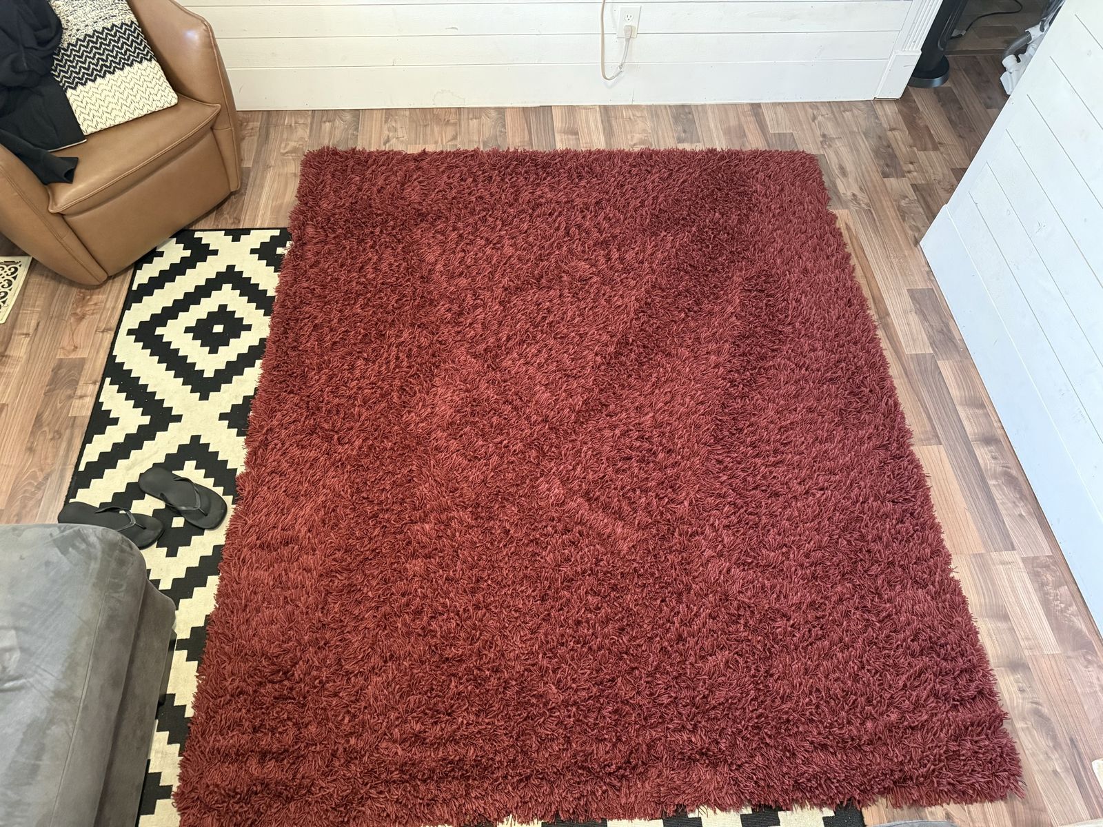 Large Red Shag Area Rug – Soft Plush (Approx 7.5x7