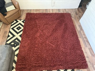 Large Red Shag Area Rug – Soft Plush (Approx 7.5x7