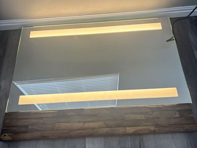 New Lighted Mirror with Wood Accent