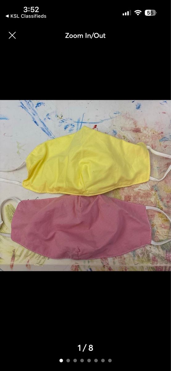 Set of 2 Cloth Adult Face Masks - Reusable & Washable, Yellow & Pink