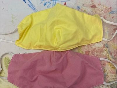 Set of 2 Cloth Adult Face Masks - Reusable & Washable, Yellow & Pink