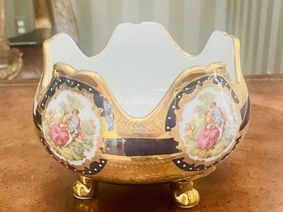 FOOTED PORCELAIN BOWL LIMOGES DESIGN HIGH QUALITY