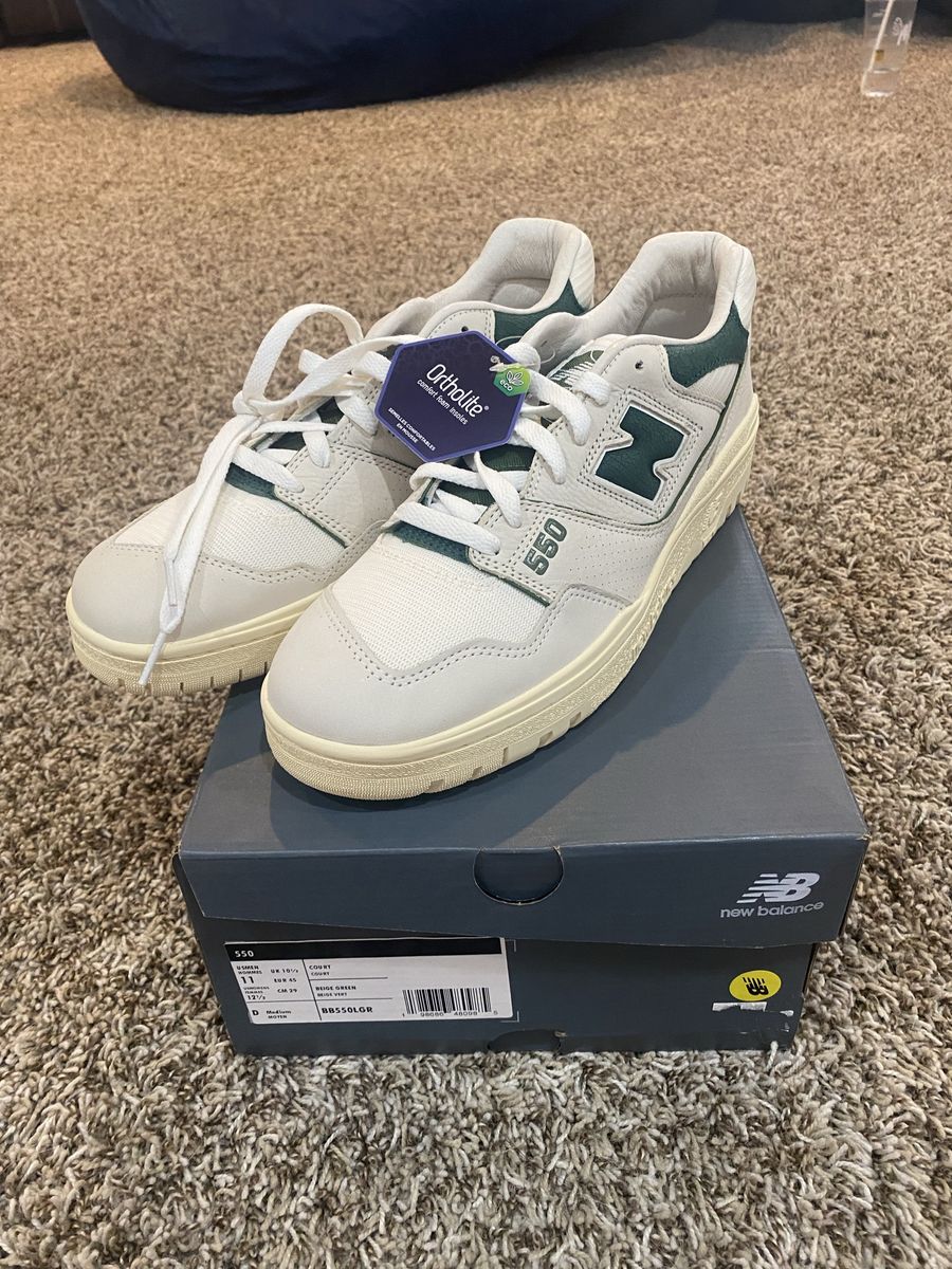 New Balance 550 White Green Ortholite Sneakers Men's Size 11 BB550GLG