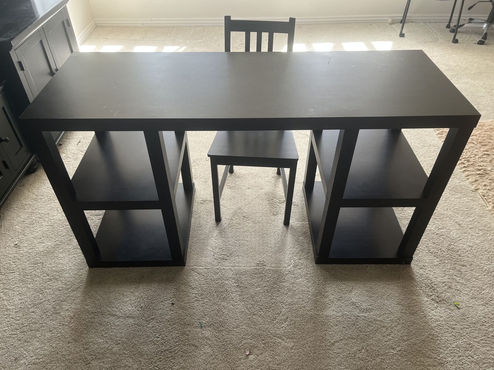 Crafting table or desk with matching chair and 4 shelves
