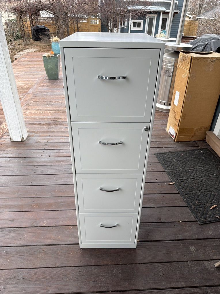 Metal File Cabinet - White