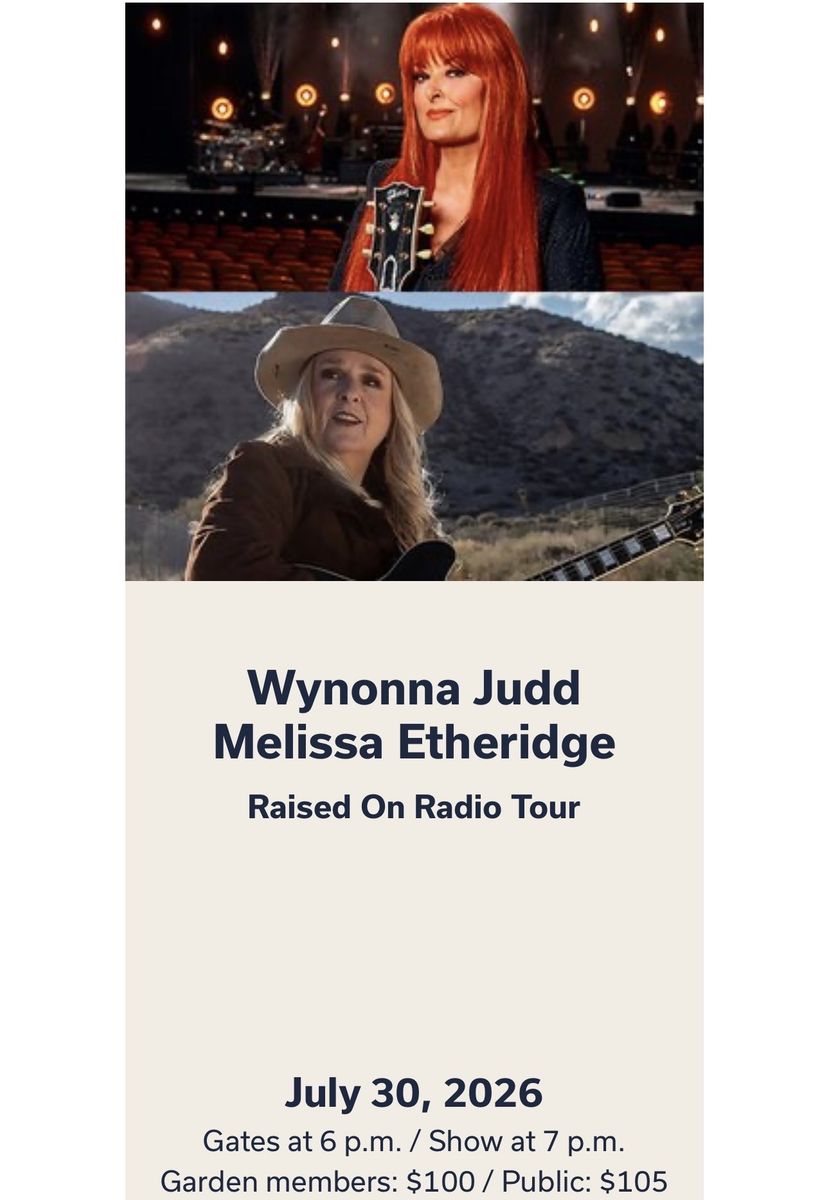 2 lawn tickets to see Wynonna Judd and Melissa Etheridge @ Red Butte Gardens