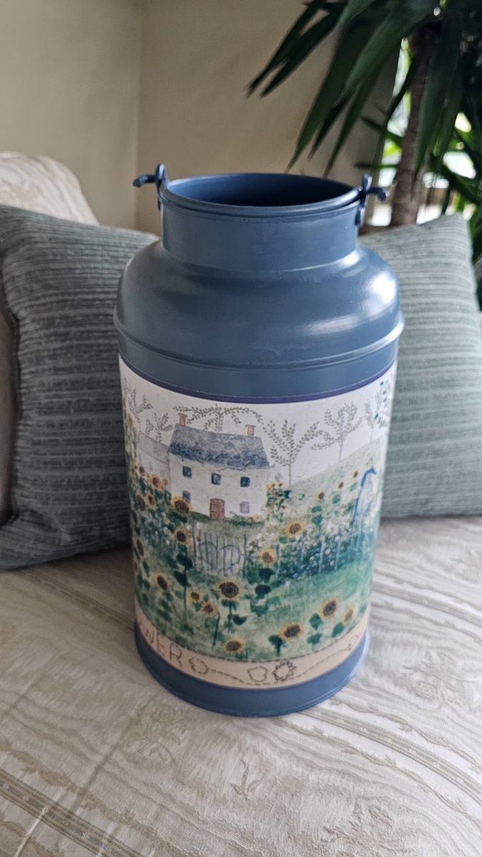 Metal Milk Vase Handle 16"T 8" W 6" Opening