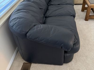 Blue leather sofa