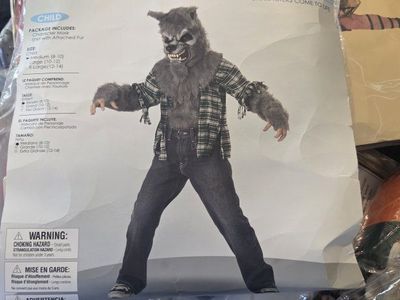 Werewolf, chicken, Michael Myers costumes, kids size 10.