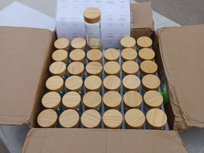 Unbranded Glass Spice Jars with Bamboo Lids - Set of 36, Square Shape with Labels Included