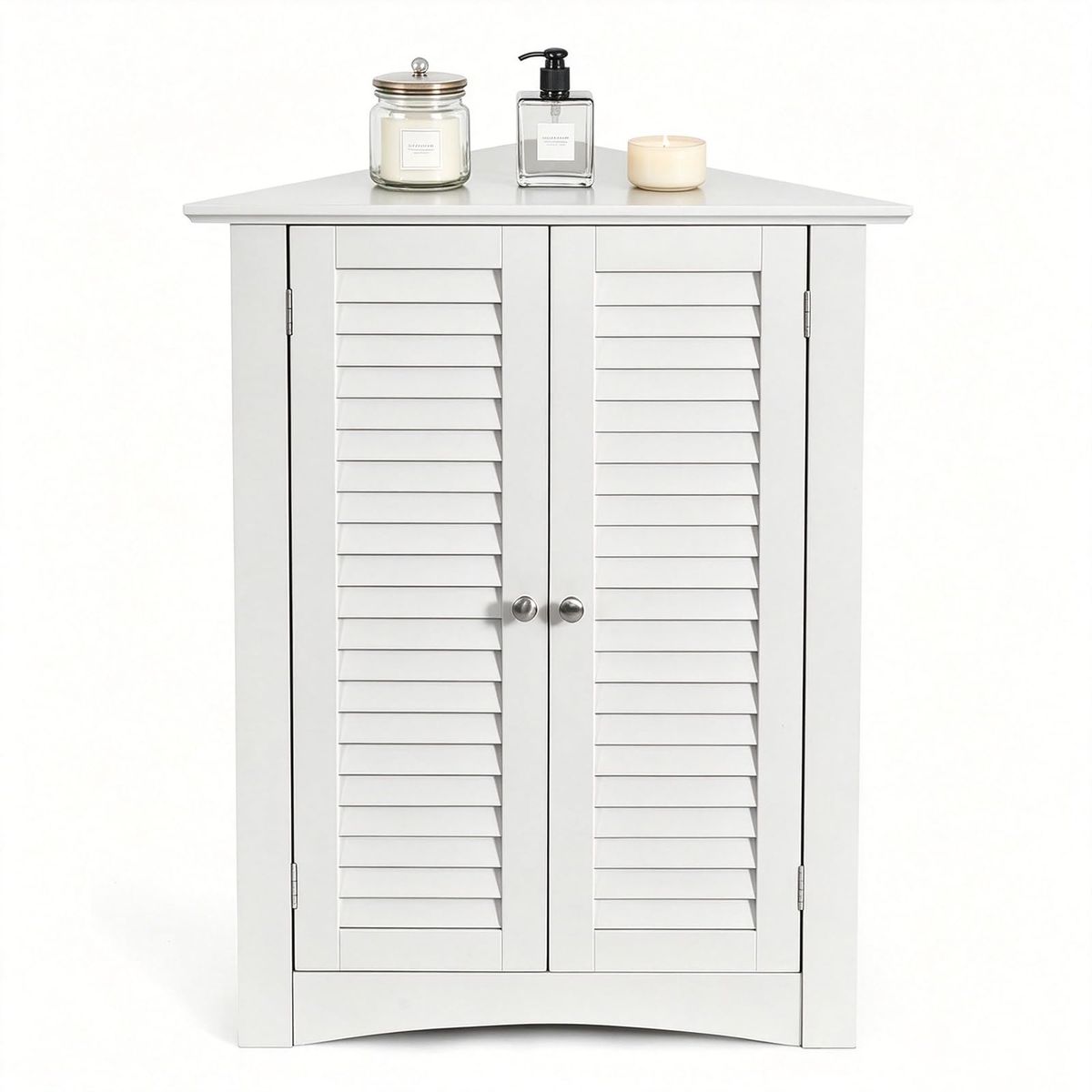 New in the box! COSTWAY Wooden Corner Cabinet, Corner Storage Organizer (White)