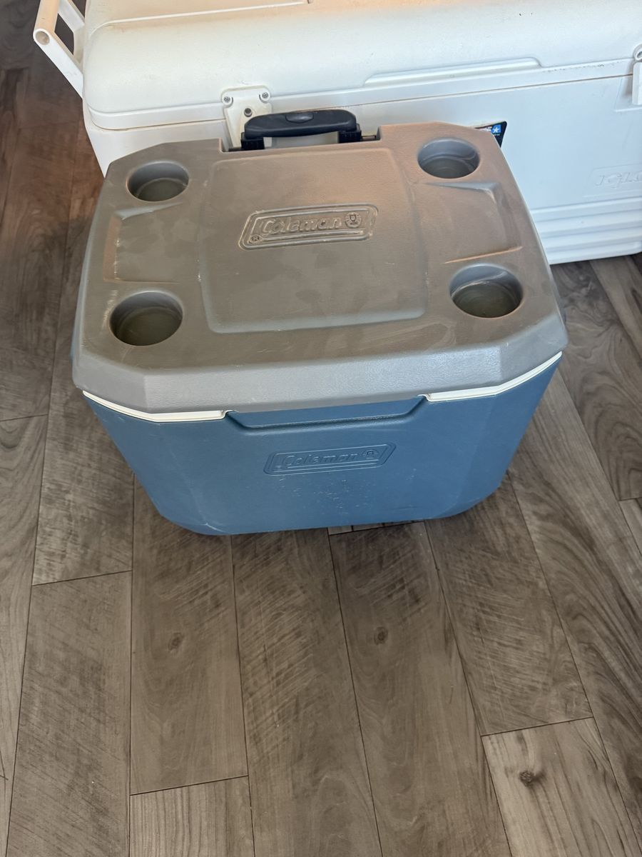 Coleman 30-Can Capacity Cooler with Cup Holders - Blue, Great for Picnics & Camping
