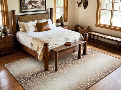 Safavieh Natural Fiber Fawn Print Area Rug, 5’ ft 7 ft Jute/Cotton Blend, Brown/Ivory