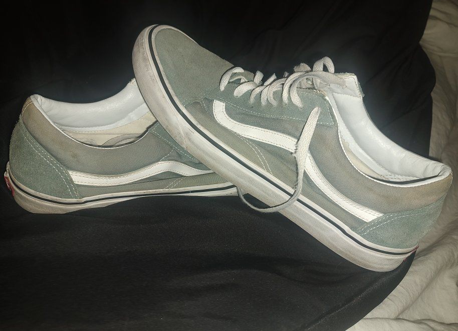 Vans Old Skool Skate Shoes - Men's Size 13, Green Canvas Upper
