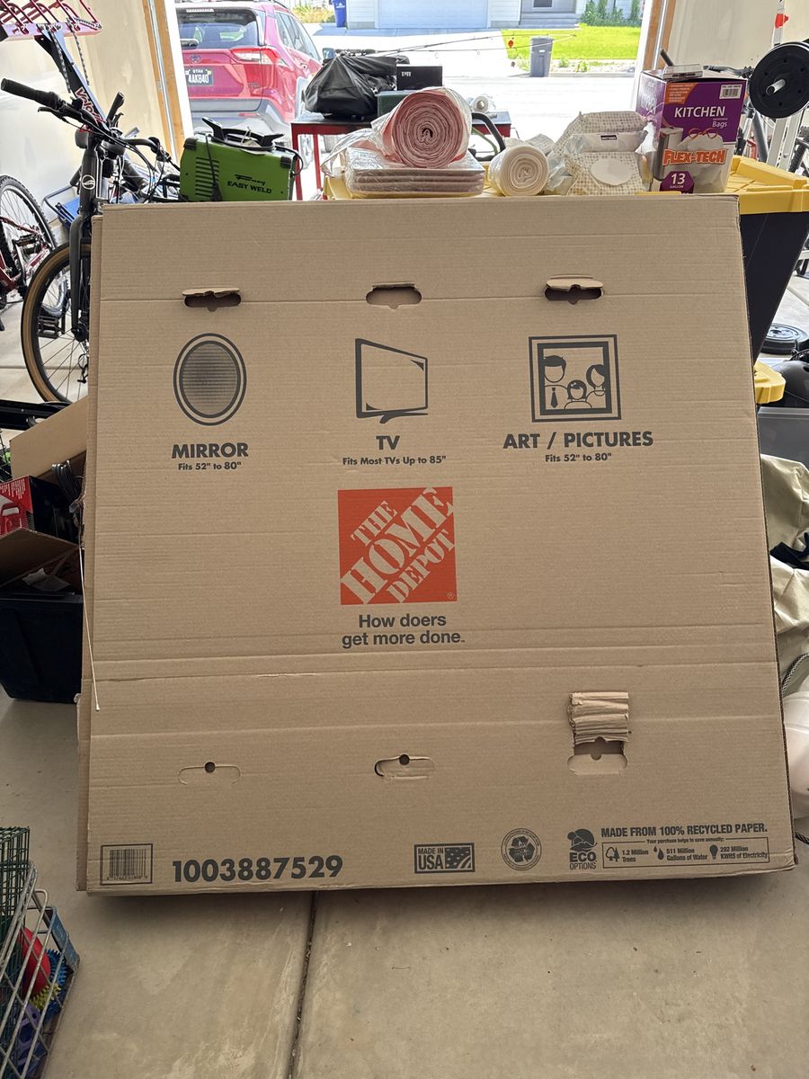 Home Depot Moving Box for TV, Mirror, or Art - Fits up to 85" TV, 52-80" Mirror/Art