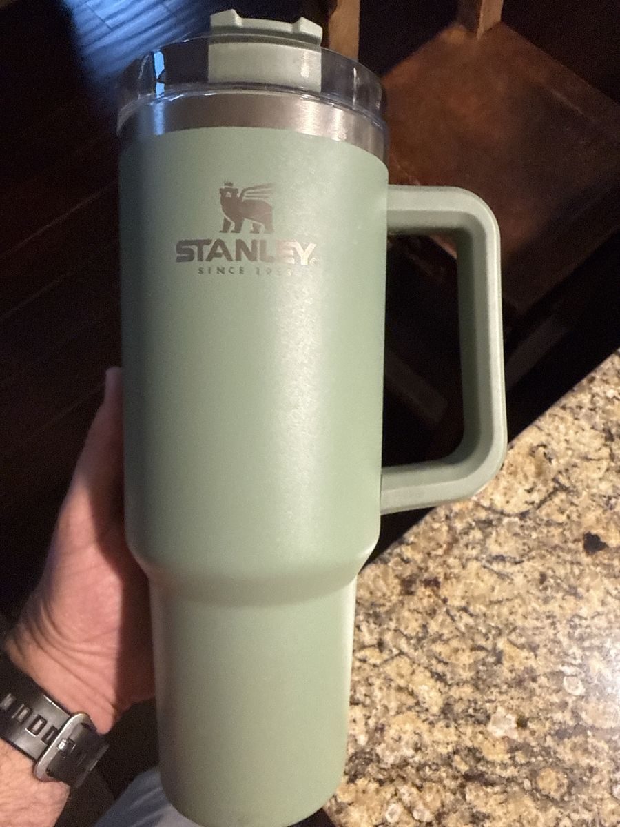 Stanley Adventure Quencher H2.0 FlowState Tumbler, 40 oz, Eucalyptus Green, Handled Travel Mug