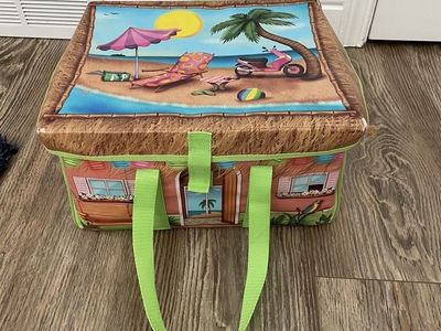 Vintage Zip Bin Carry, Storage & Playmat all in 1 for Barbies, Dolls Etc Washable Mat